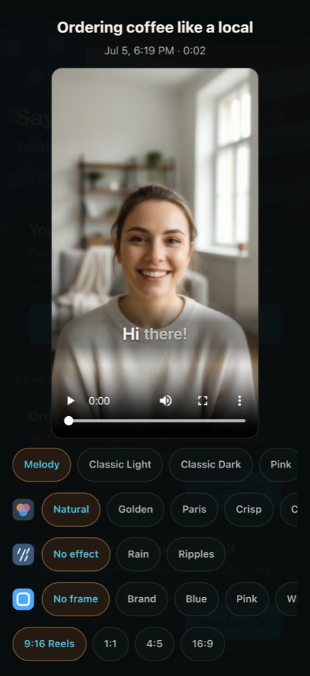 Caption styles, filters and ratios